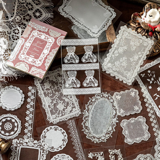 Vintage Lace Frame PET Sticker Book