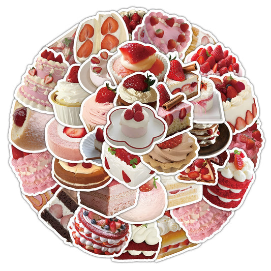 Strawberry Dessert Stickers Set – 63 pcs for Journaling & Scrapbooking 🍓