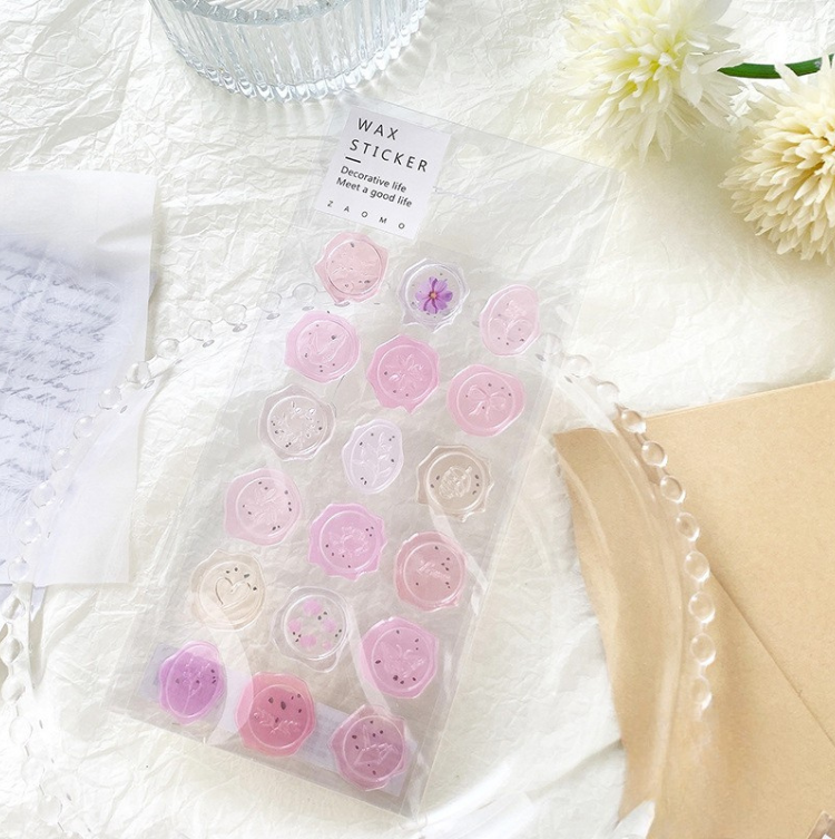 Pastel Wax Seal Stickers – 18 Pre-Cut Decorative Stickers