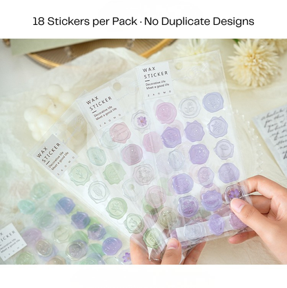 Pastel Wax Seal Stickers – 18 Pre-Cut Decorative Stickers