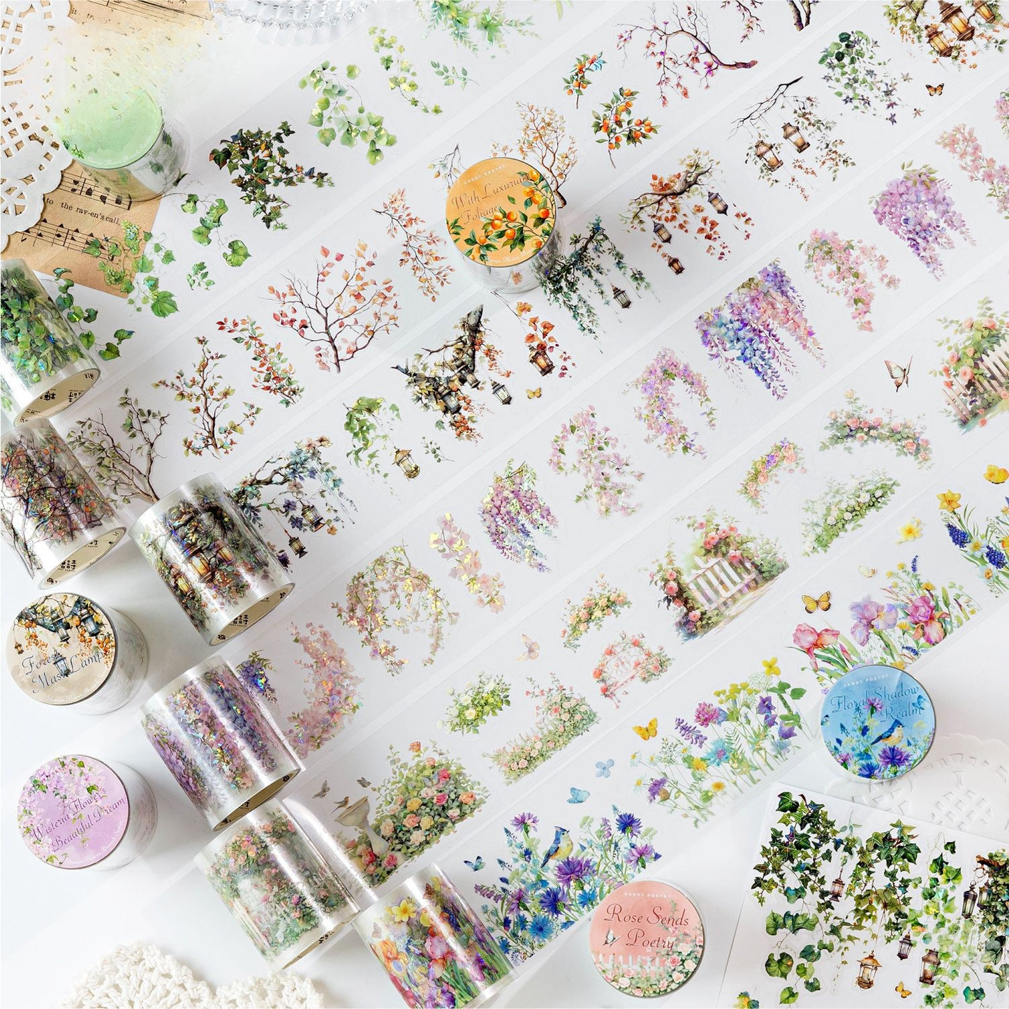 Botanical Branches- Pearlescent PET Sticker Tape