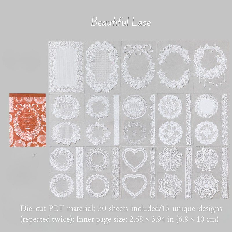 Vintage Lace Frame PET Sticker Book