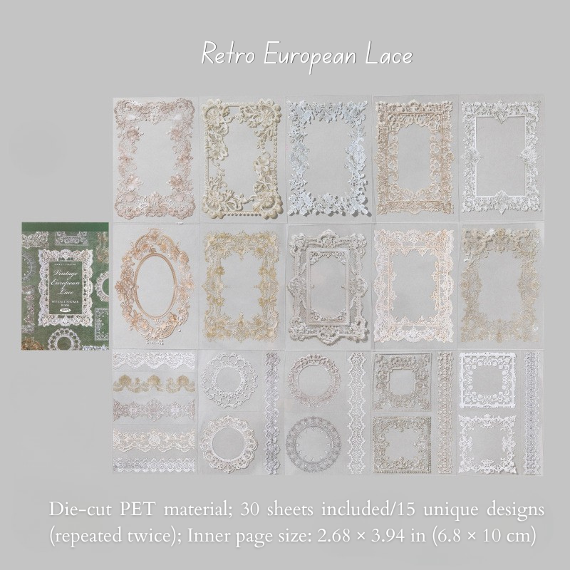 Vintage Lace Frame PET Sticker Book