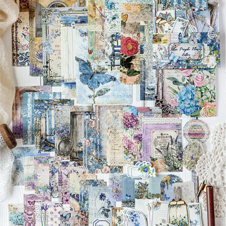 Blue Purple Flower Letter - Ephemera Pack - Secret Garden Series