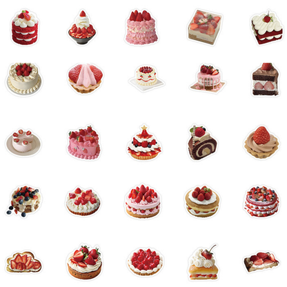 Strawberry Dessert Stickers Set – 63 pcs for Journaling & Scrapbooking 🍓