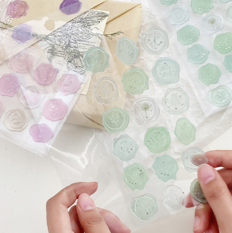 Pastel Wax Seal Stickers – 18 Pre-Cut Decorative Stickers