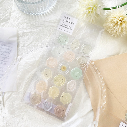 Pastel Wax Seal Stickers – 18 Pre-Cut Decorative Stickers