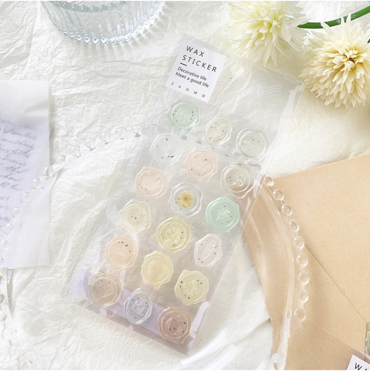 Pastel Wax Seal Stickers – 18 Pre-Cut Decorative Stickers