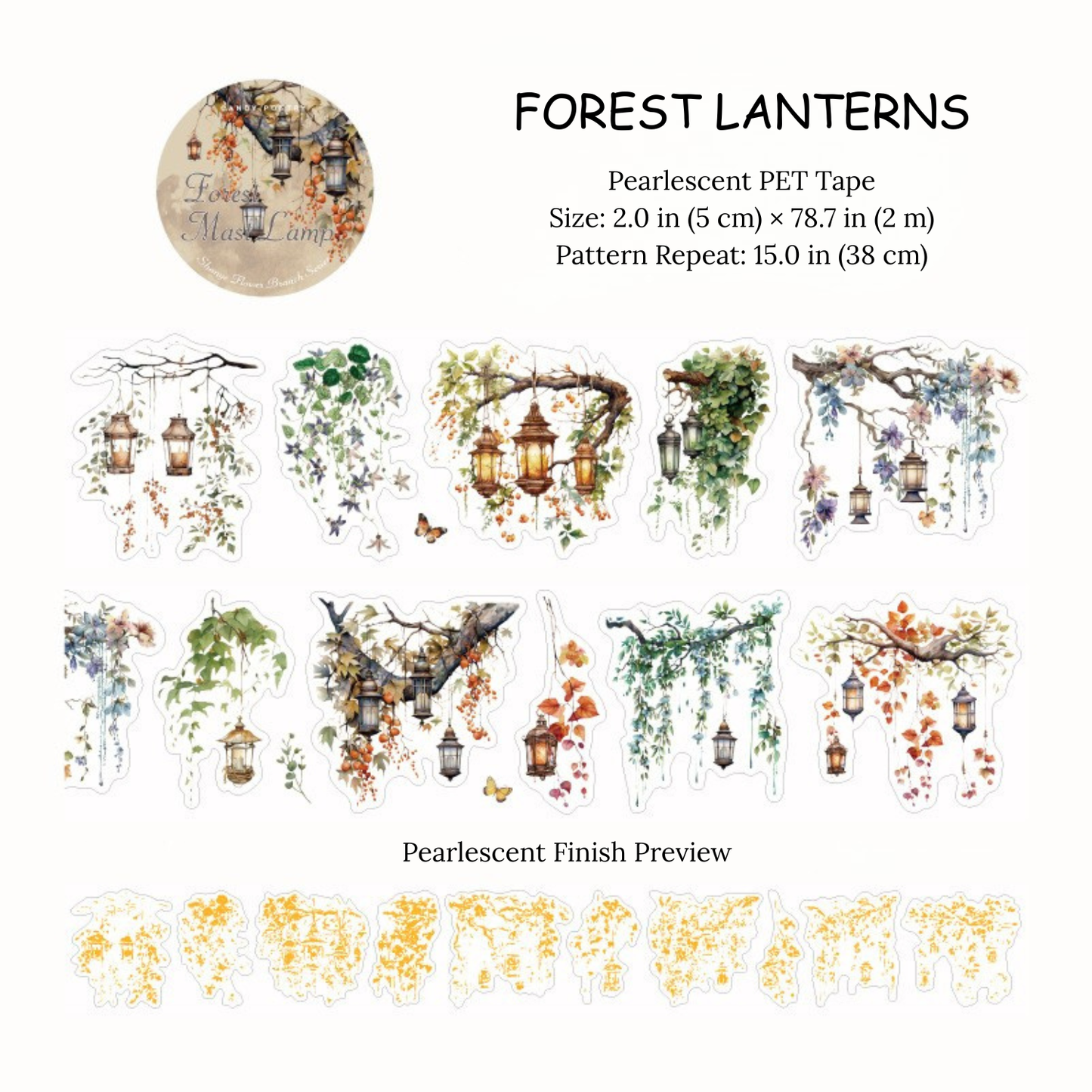 Botanical Branches- Pearlescent PET Sticker Tape