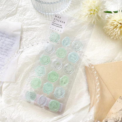 Pastel Wax Seal Stickers – 18 Pre-Cut Decorative Stickers