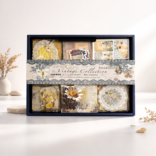 Blue Floral Garden Craft Kit - Vintage Scrapbooking Kit/Gift Kit