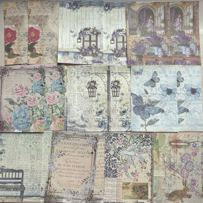 Blue Purple Flower Letter - Ephemera Pack - Secret Garden Series