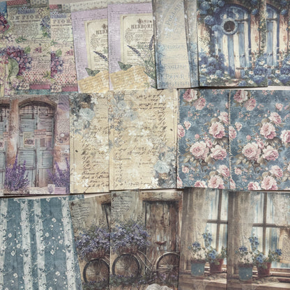 Blue Purple Flower Letter - Ephemera Pack - Secret Garden Series