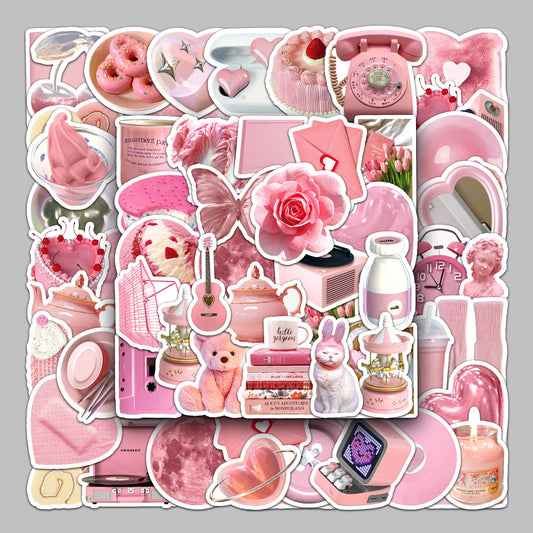 50pcs Pink Aesthetic Sticker Pack