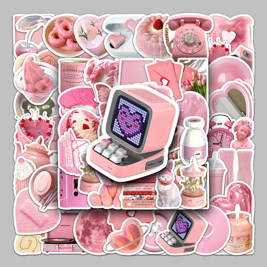 50pcs Pink Aesthetic Sticker Pack