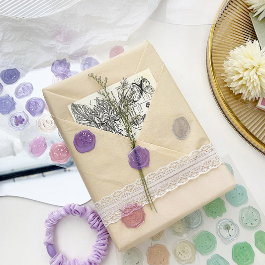 Pastel Wax Seal Stickers – 18 Pre-Cut Decorative Stickers