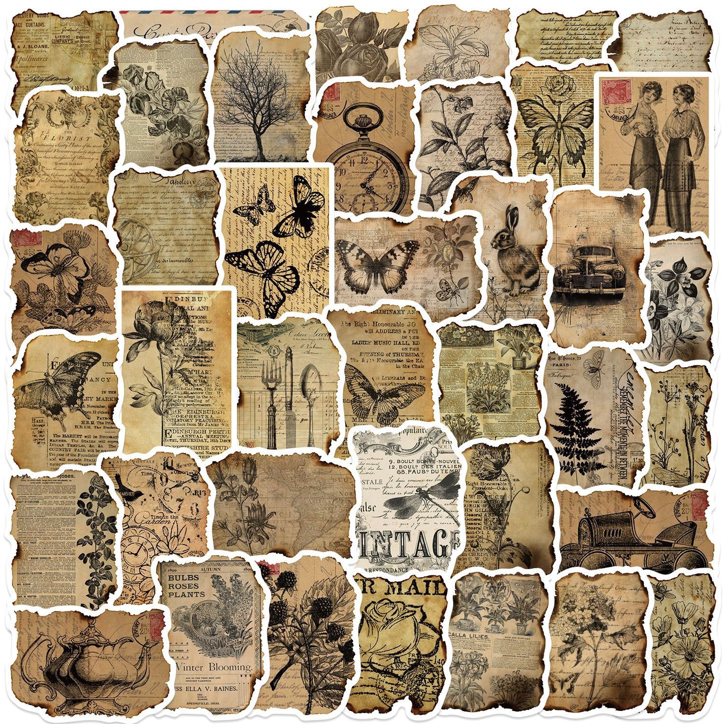 Vintage Manuscript Scrapbook Stickers