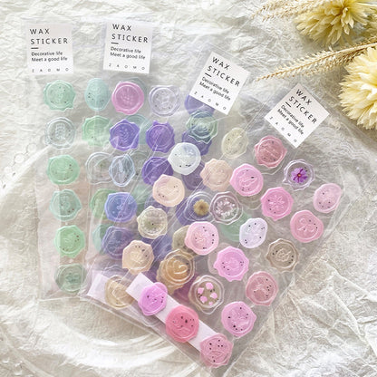 Pastel Wax Seal Stickers – 18 Pre-Cut Decorative Stickers