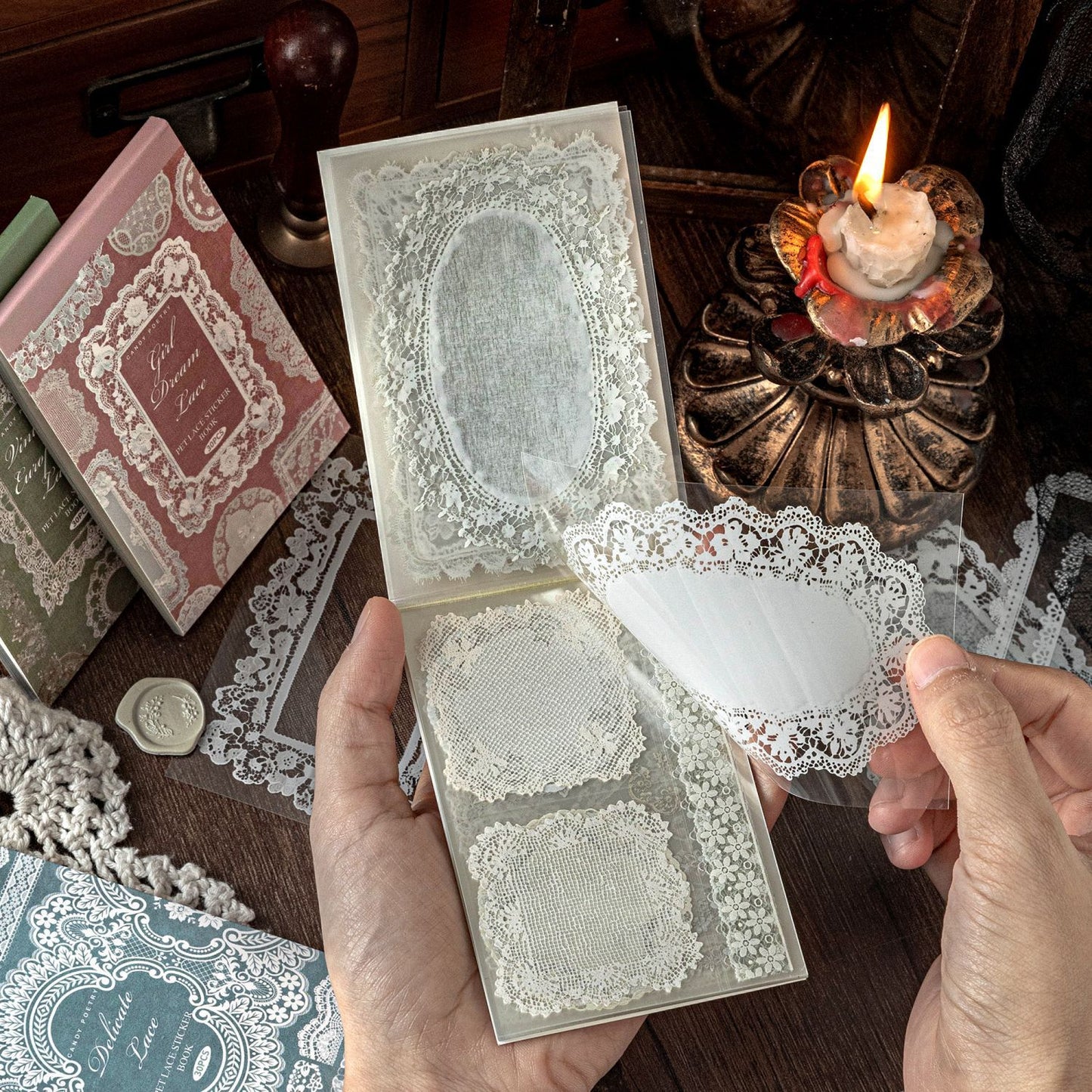 Vintage Lace Frame PET Sticker Book