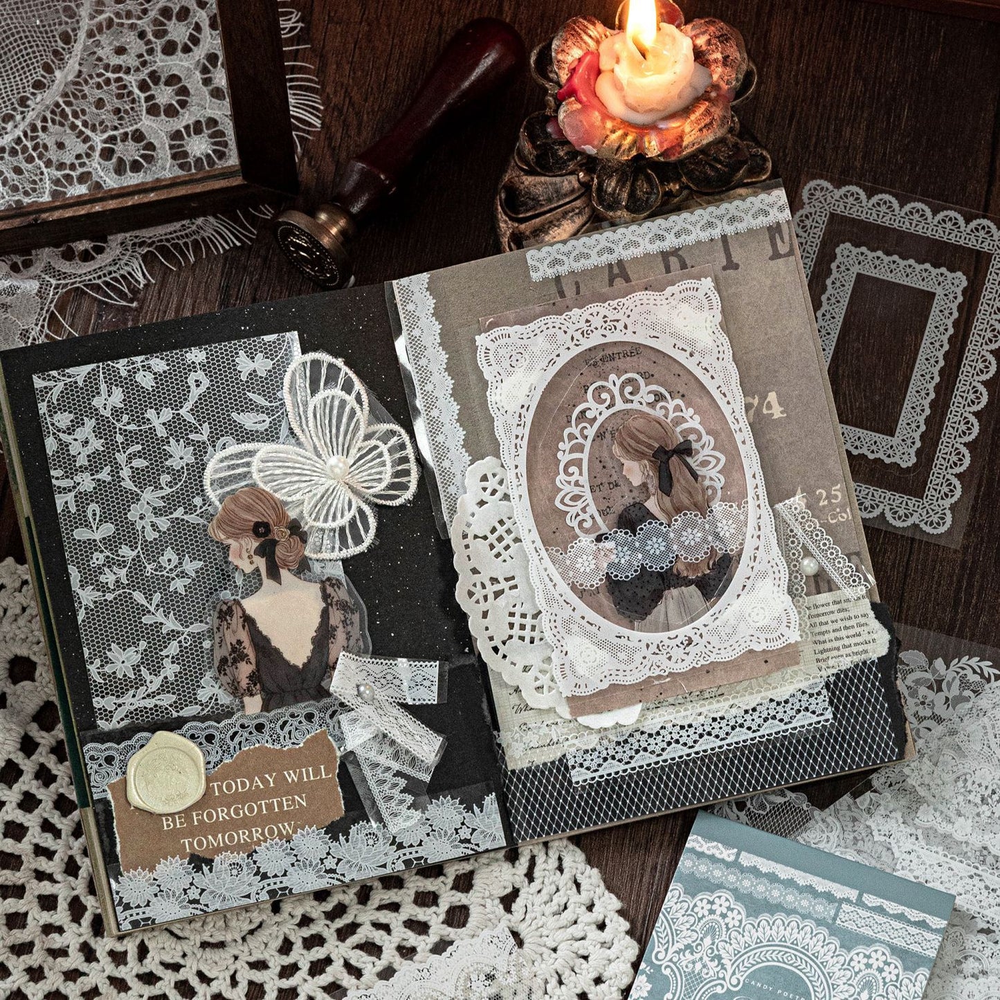 Vintage Lace Frame PET Sticker Book