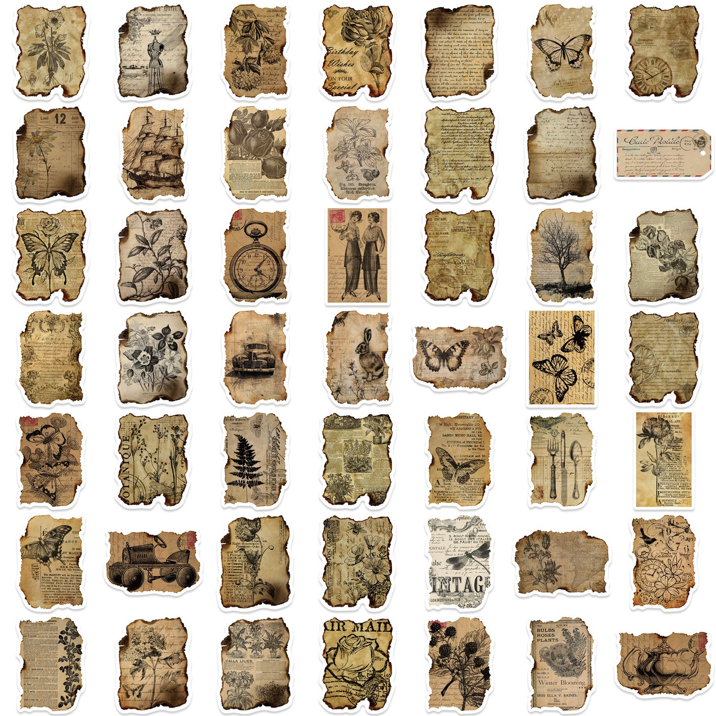 Vintage Manuscript Scrapbook Stickers