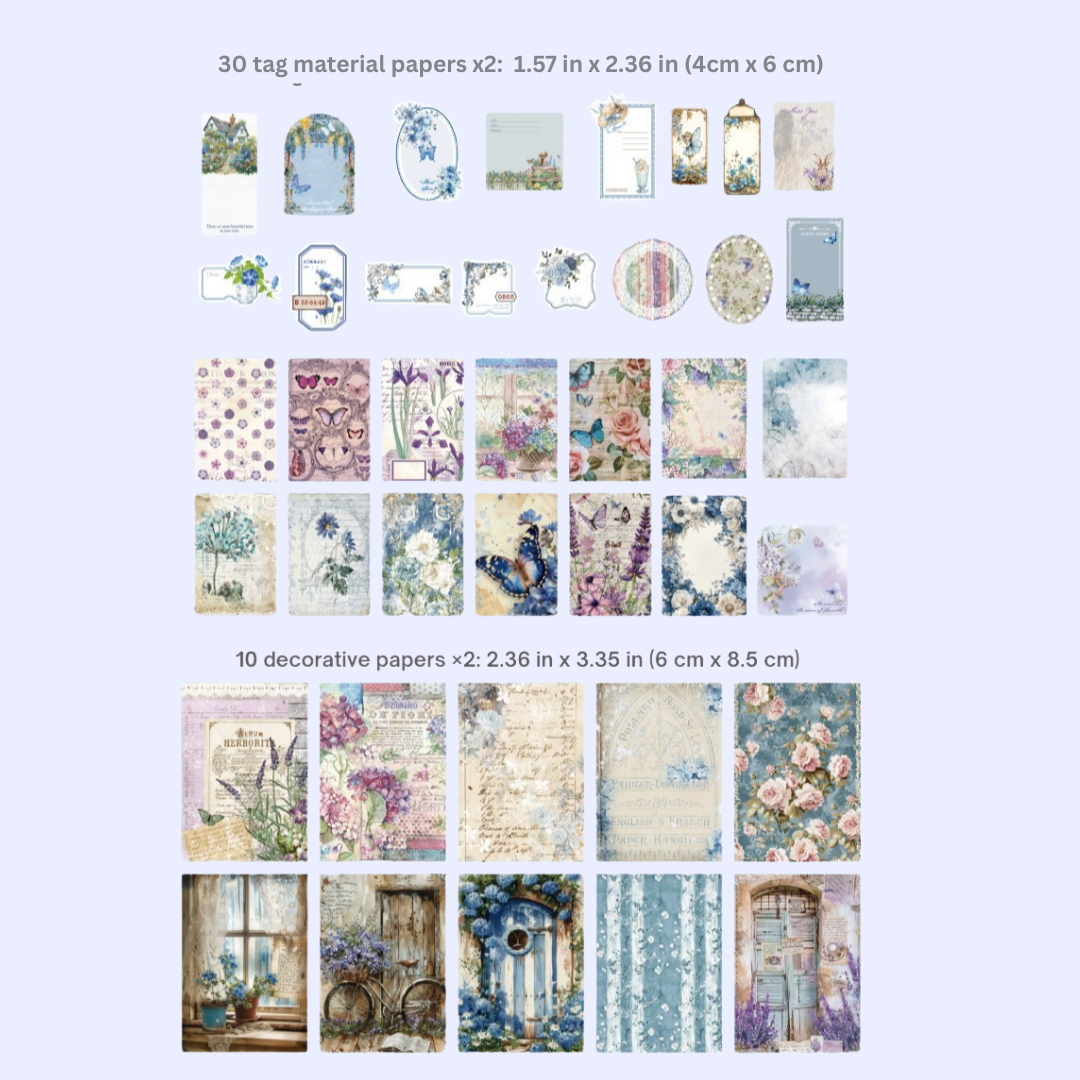 Blue Purple Flower Letter - Ephemera Pack - Secret Garden Series