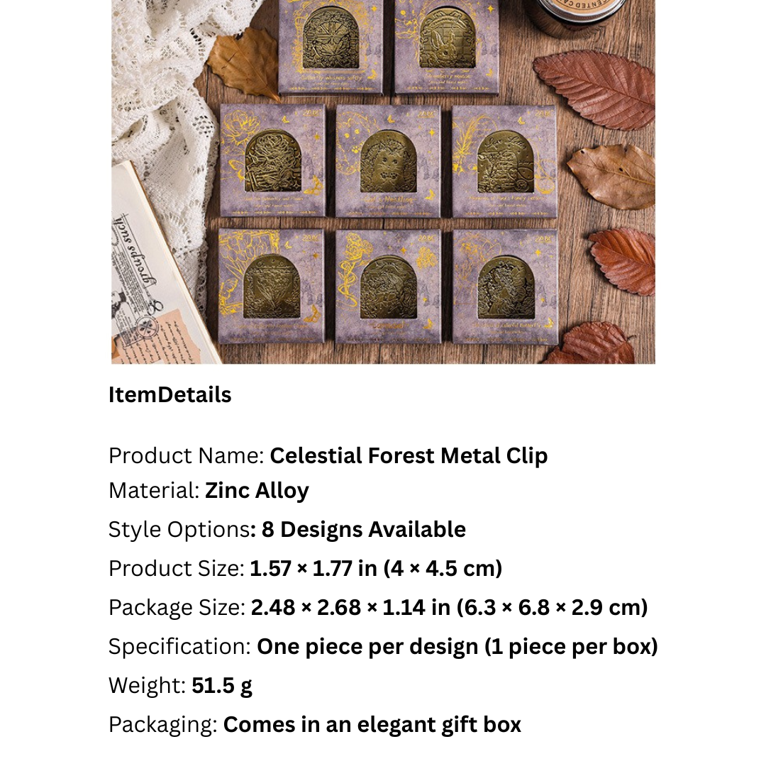 Celestial Forest Decorative Metal Clip - Page Clip